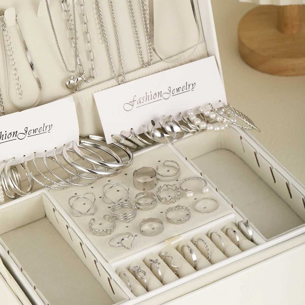 54 pieces/set of vintage elegant pearl earrings rings pendants necklaces for daily wear in Wenbohe jewelry set gift 2024 X241106