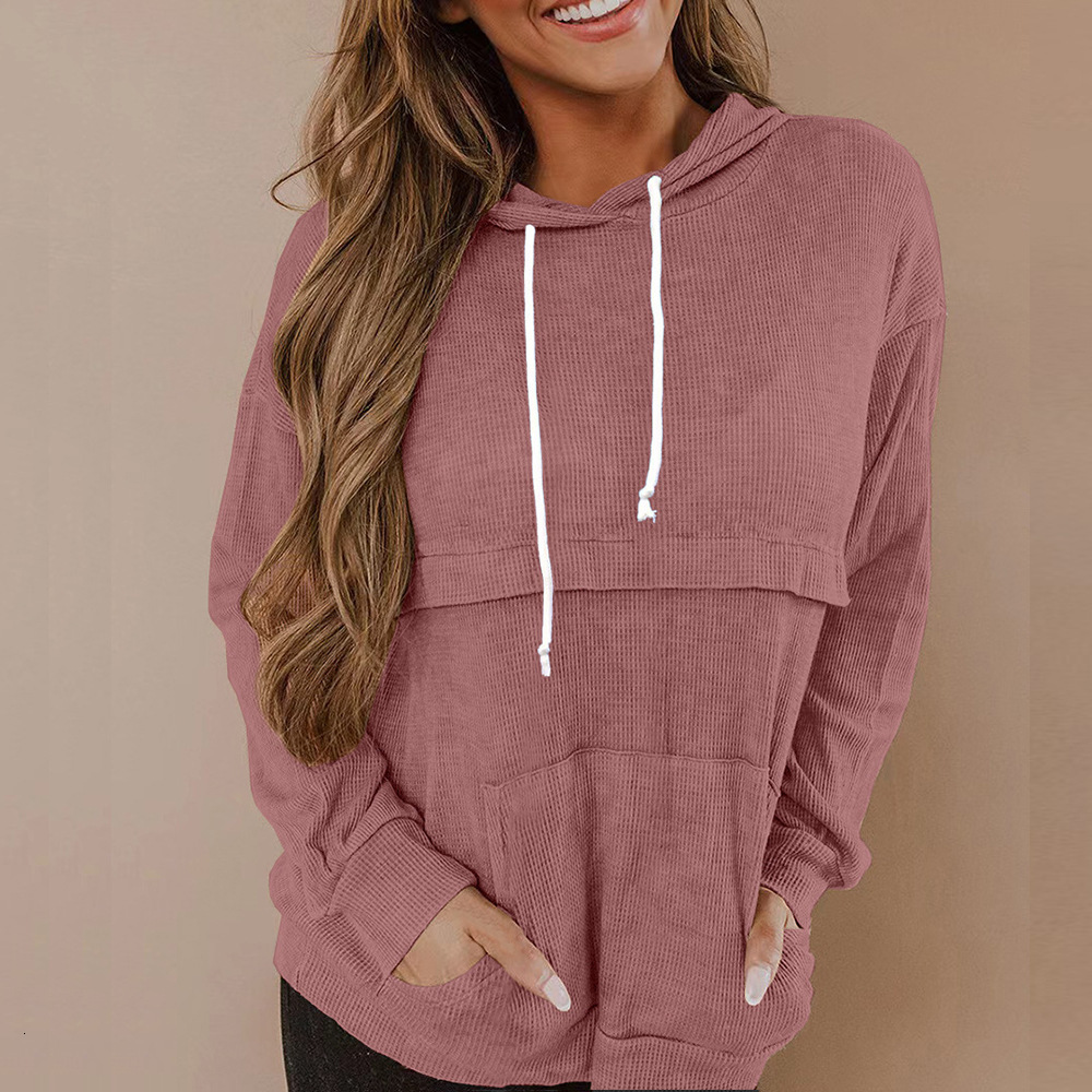 New Designer Autumn/Winter New Women's Waffle Hooded Long Sleeve Top Sportswear Fashion Hoodie