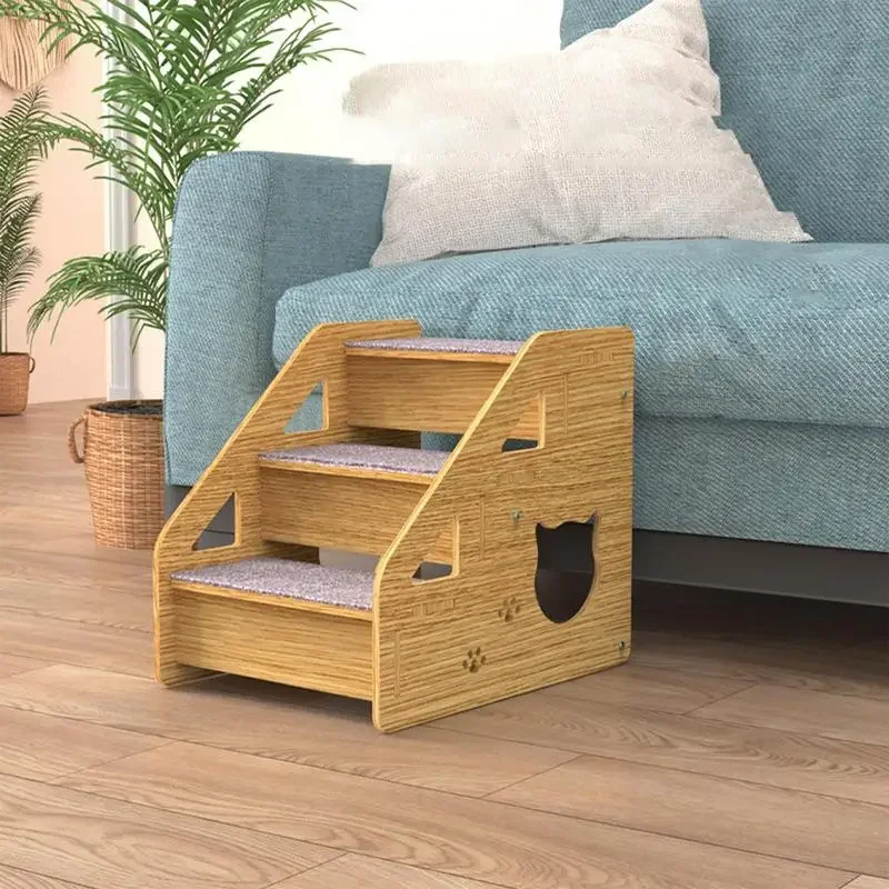 Pet Stairs For Couch 3-Level Wood Pet Stairs & Ramp For Medium/Small Dogs Old Cats Dog/Cat Ladder Wood Non-Slip For Beds And