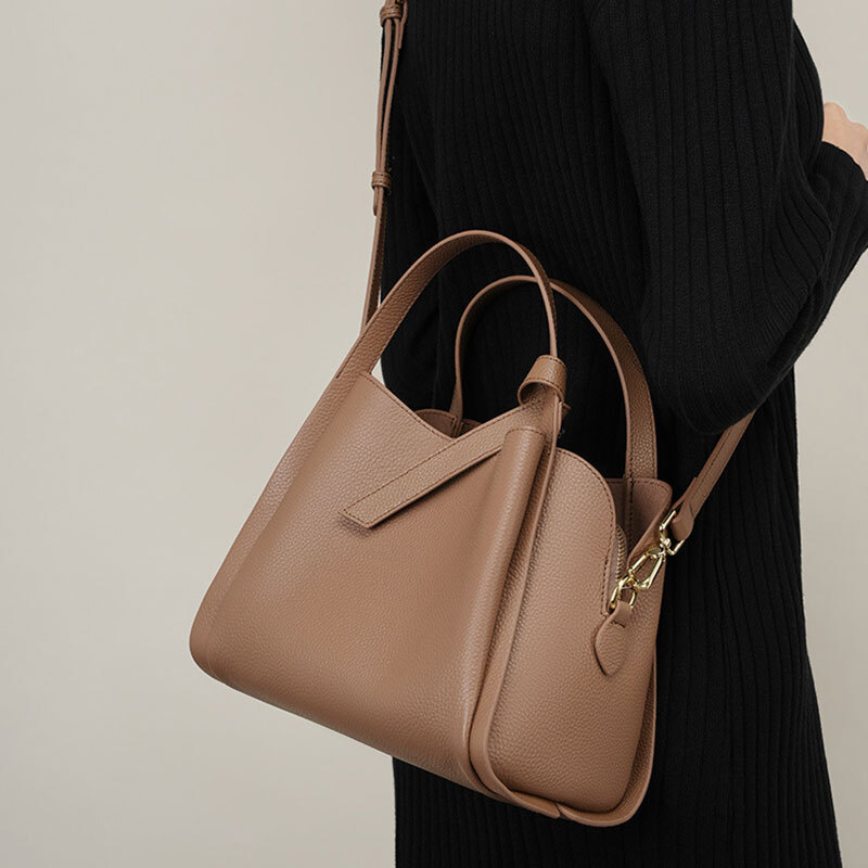 Cowhide Women's Bag New Large Capacity Women Crossbody Shoulder Bags Fashion Genuine Leather Female Handbags Check Style