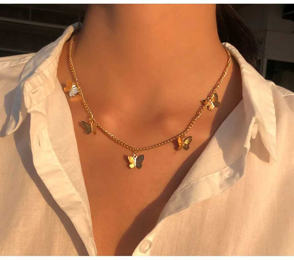 Fashion necklace cute gold and silver colored galvanized necklace short article on summer holidays roaring gifts jewelry X241106