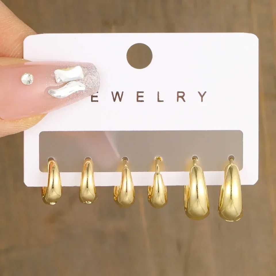 6 pieces/set of stainless steel minimalist hug ring earrings suitable for warm and simple metal ring small earrings neutral punk rock jewelry X241106