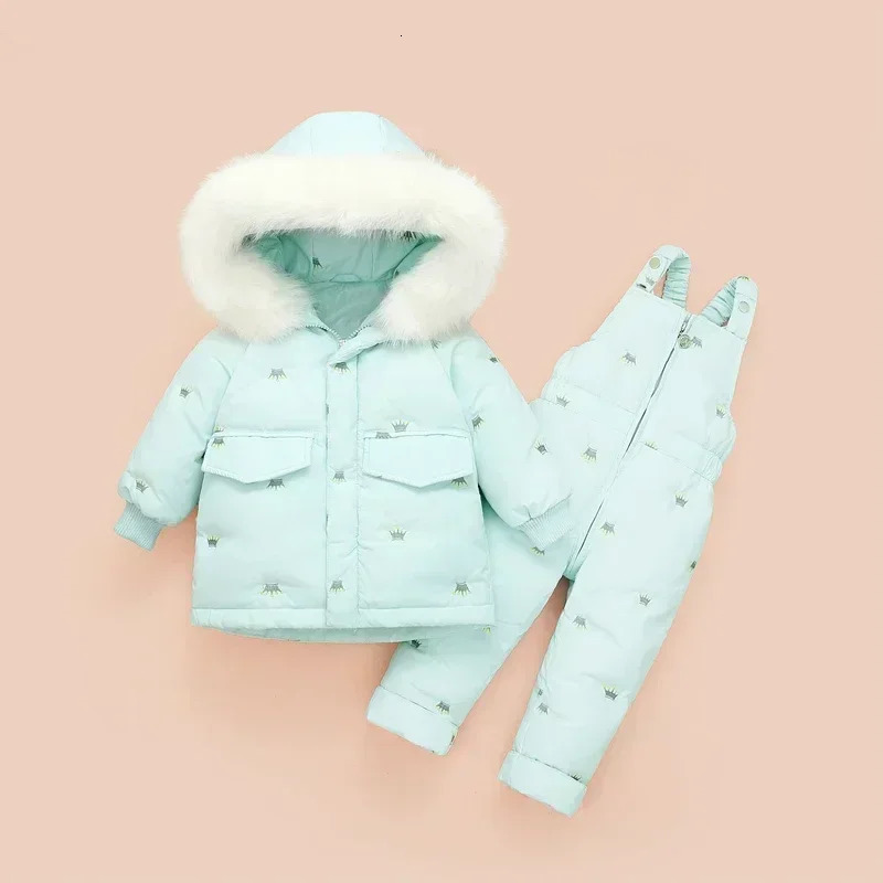 Children Down Coat Jacket jumpsuit Kids Toddler Girl Boy Clothes Down 2pcs Winter Outfit Suit Warm Baby Overalls Clothing Sets 241106