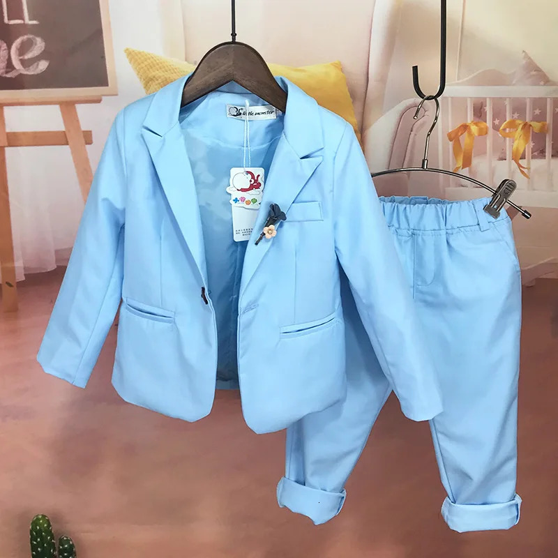 Flower Boys Formal Solid JacketPants 2Pcs Mariage Clothing Set Enfant Kids Wedding Suit Children Gentleman Performance Dress 241106