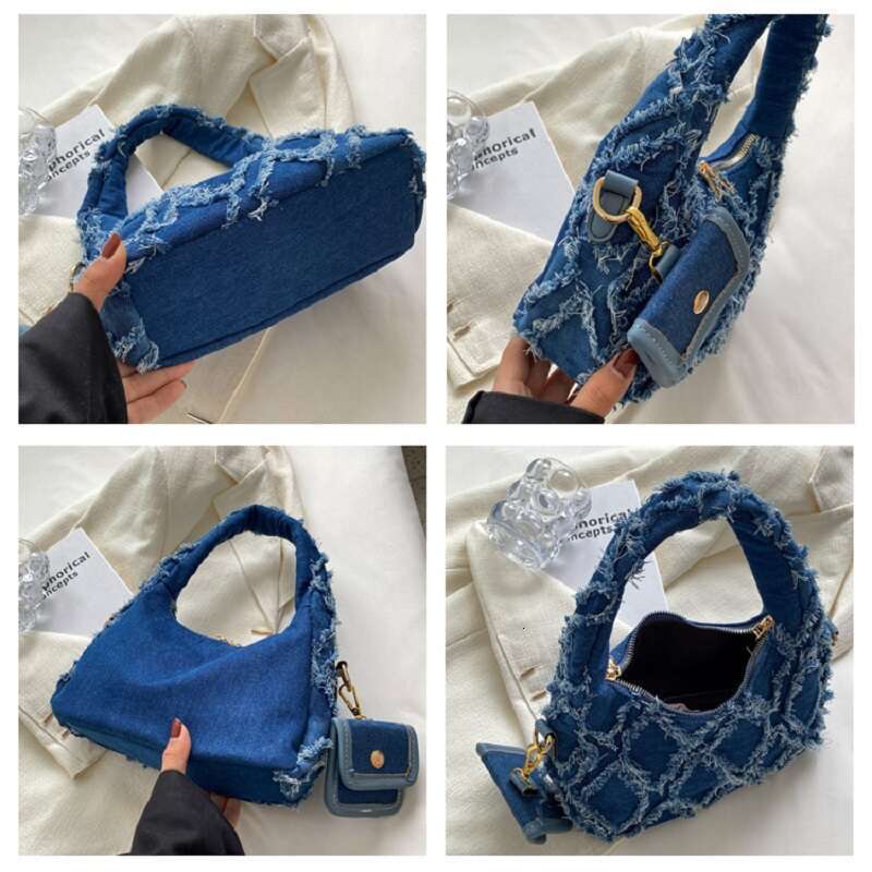 Designer Bag Small Denim Shoulder Bags For Women Luxury Designer Handbag And Purse 2024 Female Casual Tote High Quality Armpit Bag New Clutch
