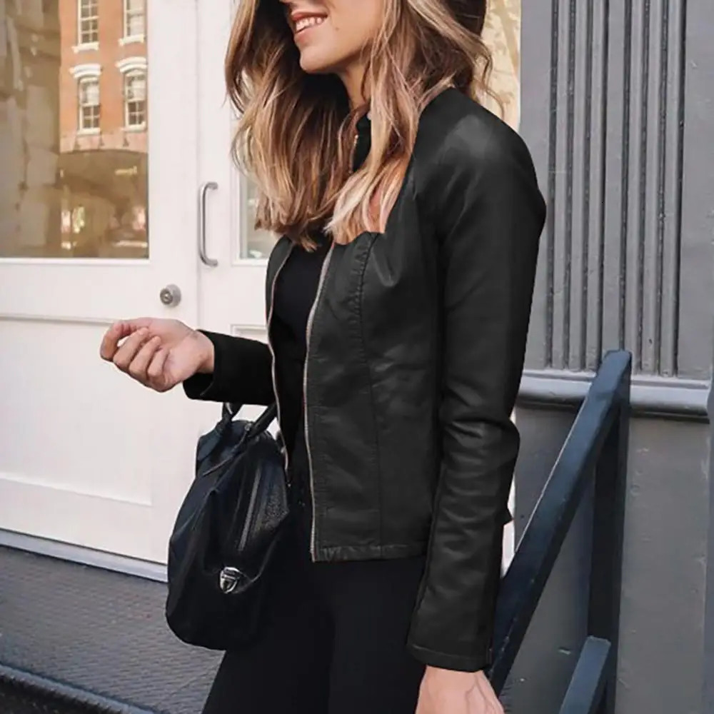 Vintage Women Pu Jacket Women High Street Techwear Oversize Faux Leather Moto Biker Coats Punk Casual Cropped Outerwear 241106