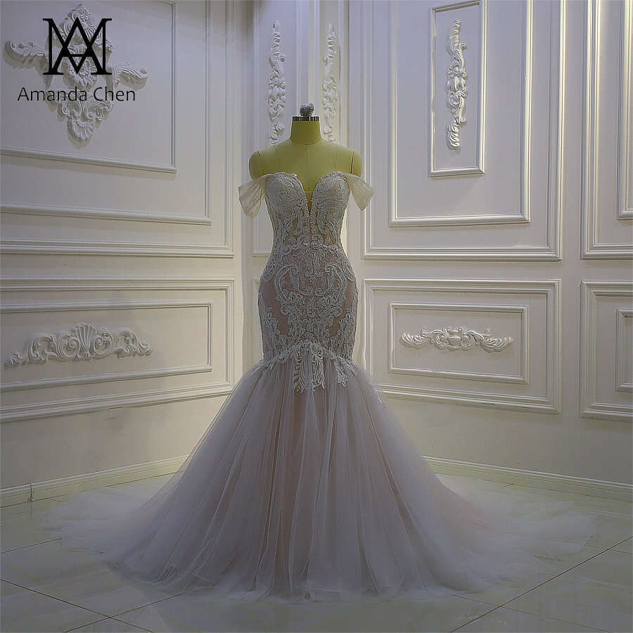 robe de mariee 2024 Off Shoulder Lace Applique Mermaid Wedding Dress