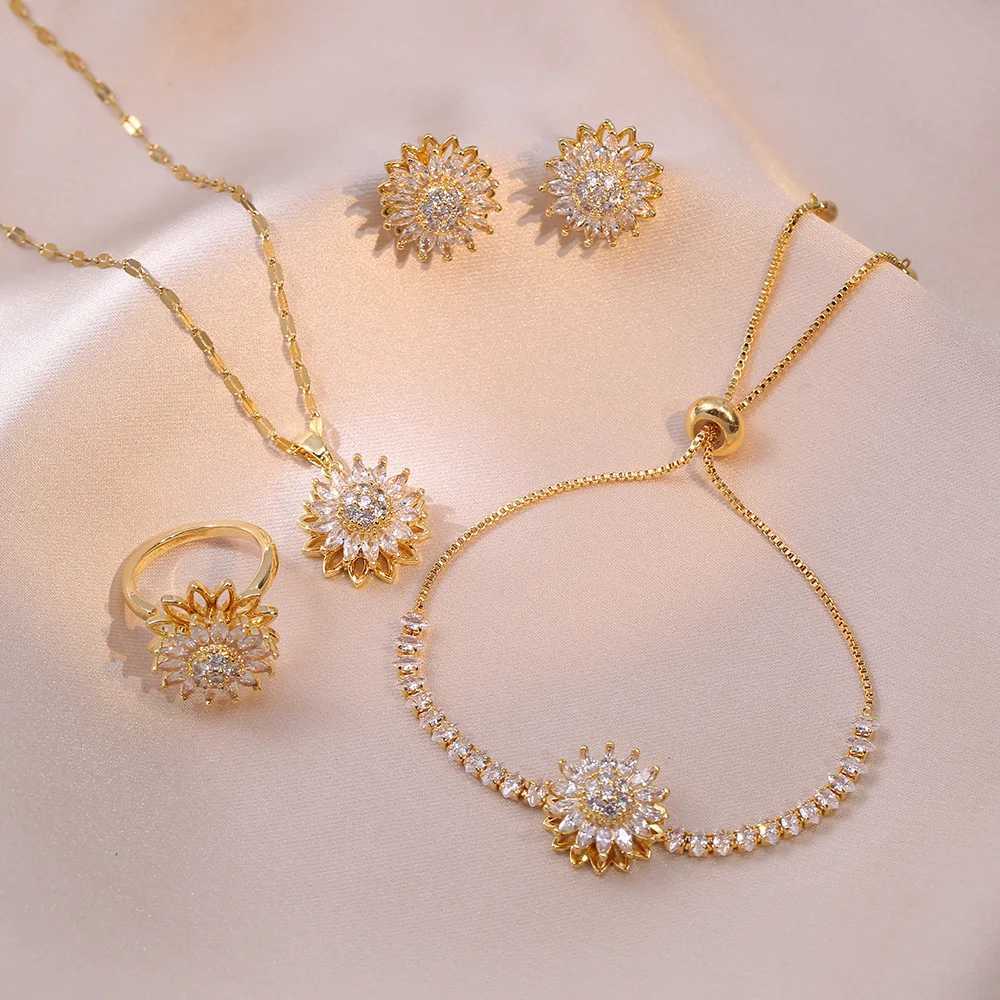 Beautif Fashionable Suower necklace ring Charm Wen Jewelry Accessories perfect birthday gift for Wen girl X241106