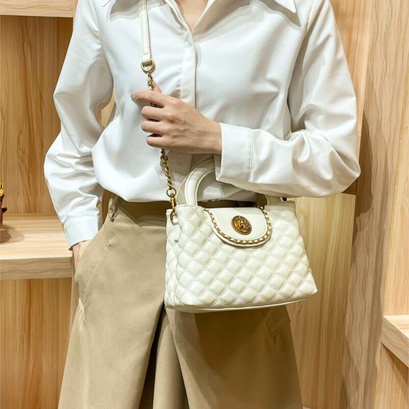 Designer Bag Brand Genuine Leather Women's Handbag, Diamond Grid Chain Bag, 2024 New High-End Single Shoulder Bag, Hand-Held Crossbody Bag