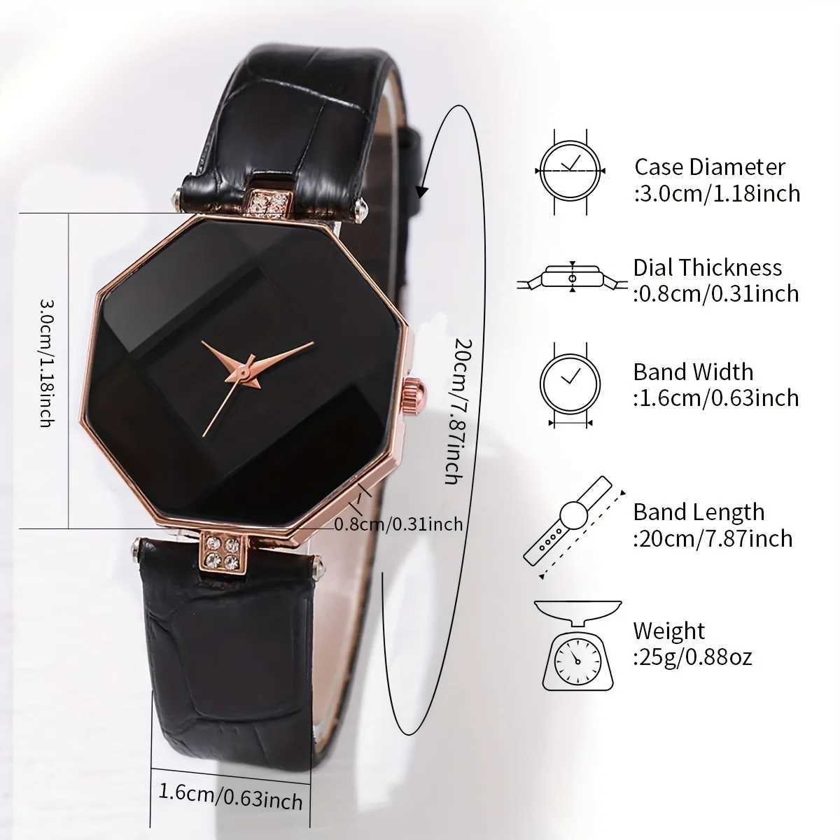 6-piece/set fashionable Wens polygonal watch and bracelet set - casual quartz simulation with durable PU leather strap - perfect gift for M X241106