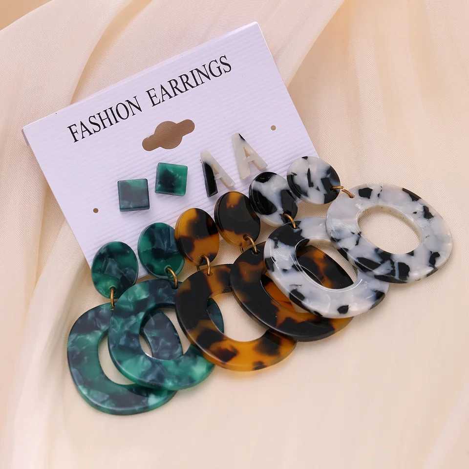 Leopard Earrings Set for Wen Boho Vintage Creative Geetric Drop Earrings European and Trendy Fashion Jewelry Gifts X241106