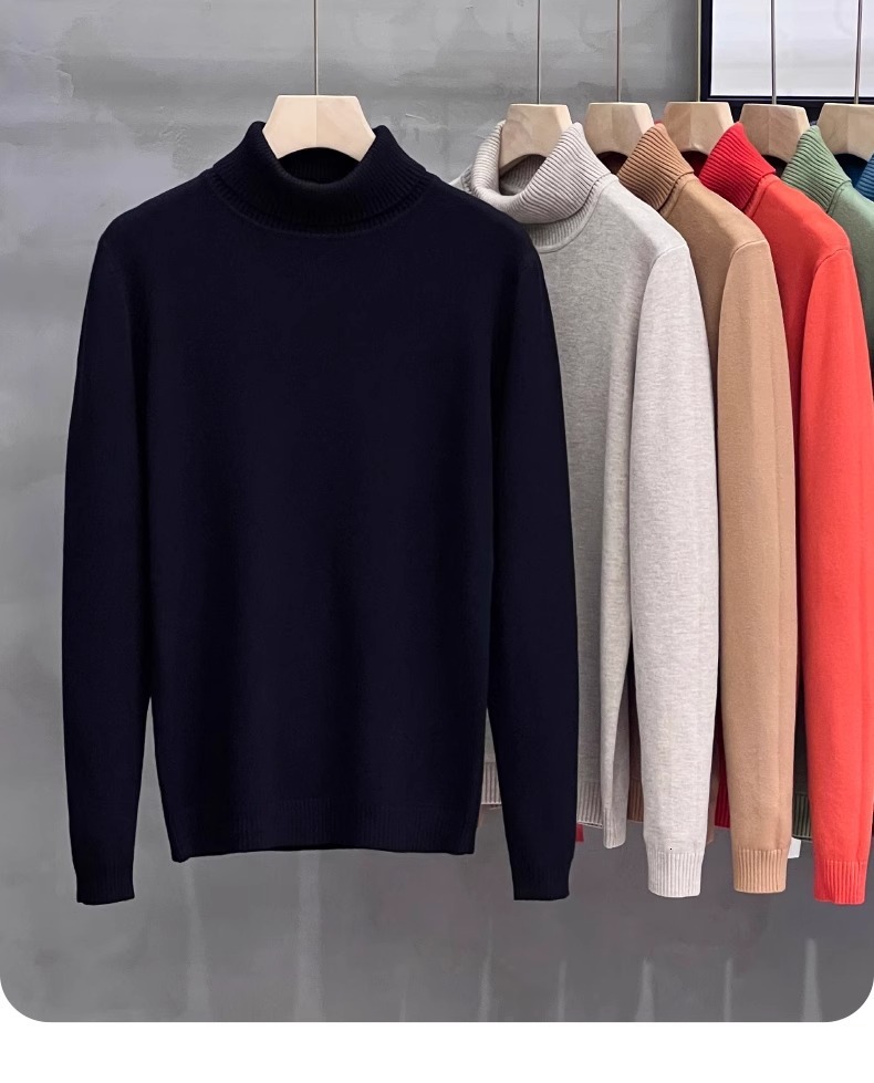 Wholesale 2024 high quality anti pilling fashion Men's fitness high collar winter warm walk out breathy soft sweaters