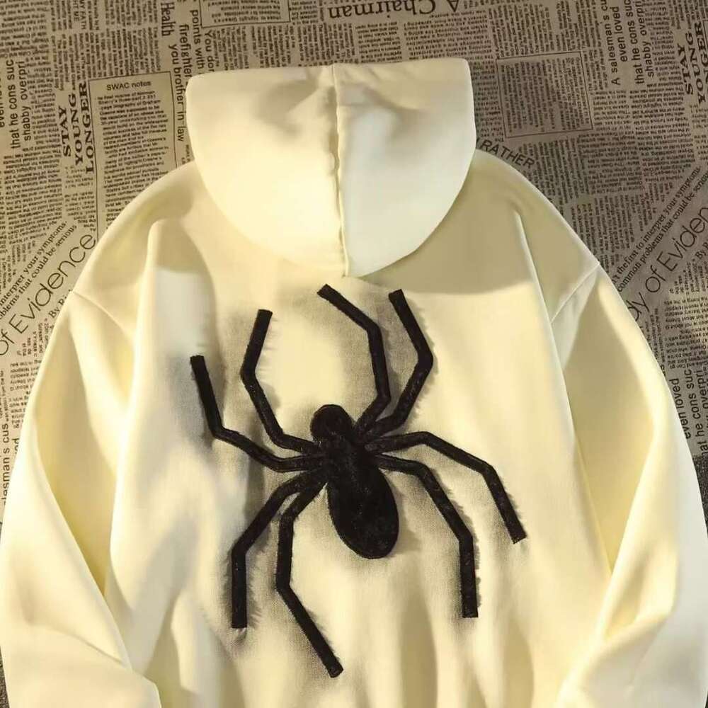 shanshi spider hoodie American flocking spider hooded sweater for men in spring and autumn loose casual oversize cardigan coat hoodie