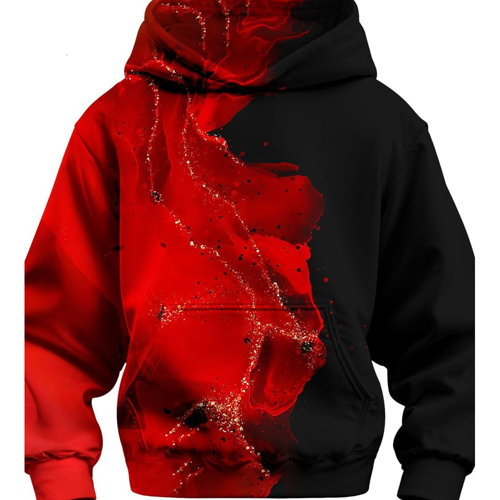 Hoodie for Mens Womens 3D Printed Hoodies For Boys Girls Kids Sweatshirts Pullover Novelty Cool Clothes Black Red Graphic Hoodies sweatshirt red