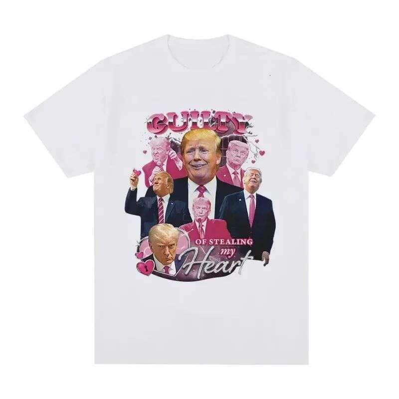 shanshi mens designer t shirt Interesting Donald Trump steals my heart guilty men's high-quality soft casual short sleeved T-shirt