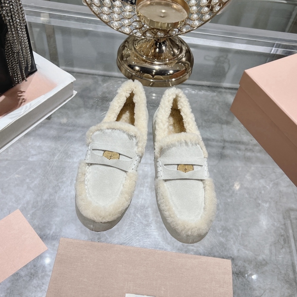 2024 Fall And Winter New Soft Bottom Bean Comfortable Casual Loafers Anti-Skid Flat Cotton Shoes