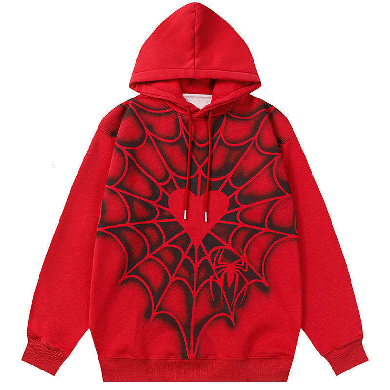 shanshi spider hoodie Gothic Spider Love Men's and Women's Trendy Cardigan Zipper Loose Hoodie Coat hoodie