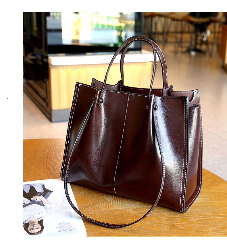Woman Shoulder Soft Leather Large Capacity Square Tote Bag Vintage Fashionable Cowhide Handbag Shopping Underarm Bags Check Style
