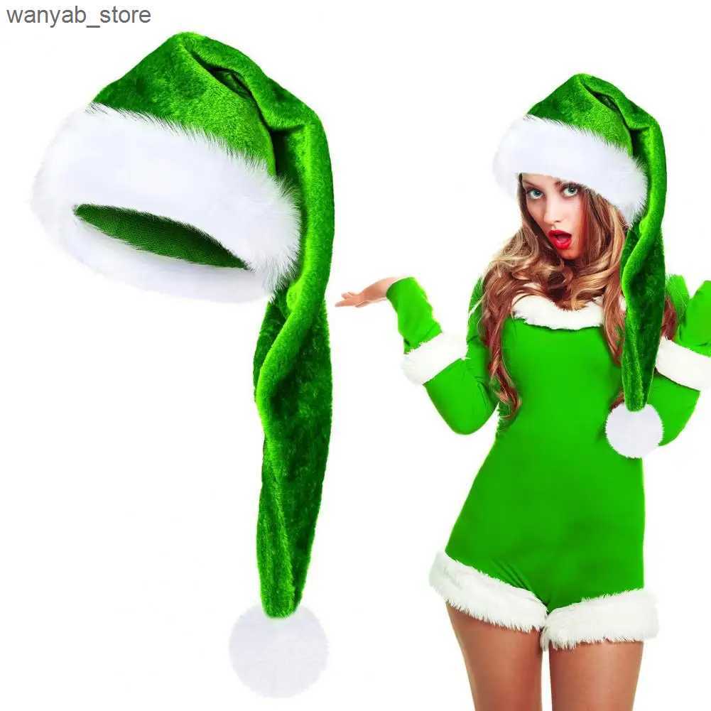 Wide Brim Hats Bucket Hats Adult Size Santa Hat Winter Warm Santa Hat for Adults Long Xmas Velvet Costume for Christmas Parties Stage Performance Keep