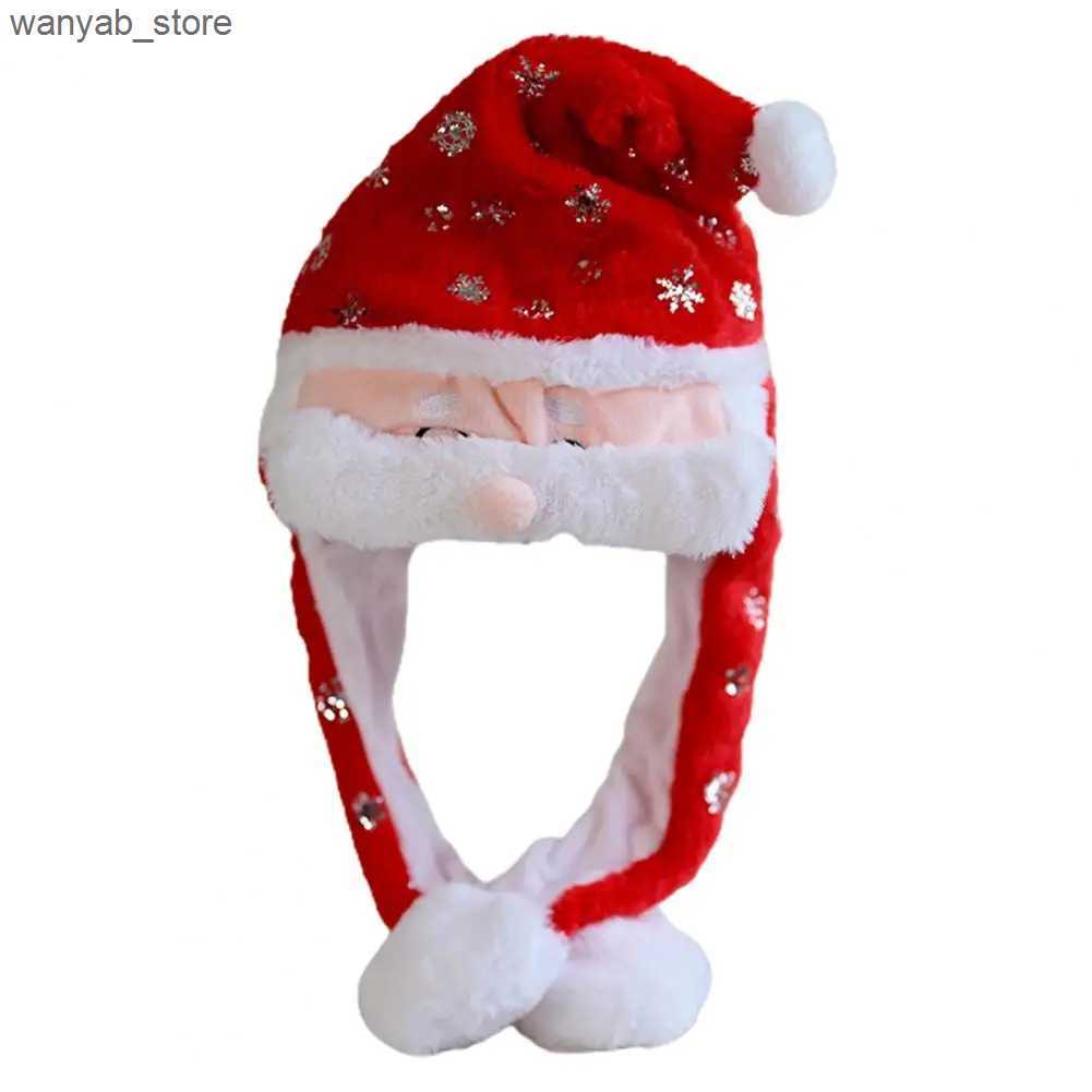 Wide Brim Hats Bucket Hats Christmas Hat with Moving Ears Ear Moving Jumping Hat Festive Christmas Santa Hat with Ear Moving Feature for Xmas for Cosp