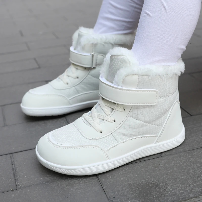 Childrens wide toe barefoot snow boots suitable for small/medium/large children thickened waterproof high-top cotton shoes 241106