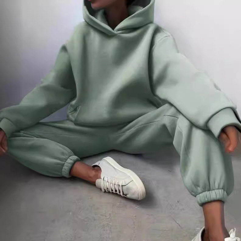 New Designer Autumn/Winter Women's Hoodie Set Solid Color Casual Fashion Sports Pants Two Piece Set Fashion Hoodie