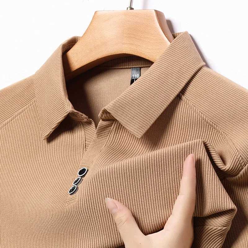 New cut collar button down shirt long Sved 2023 autumn fashion simple handsome T-shirt mens quantity trend Ropa W241106