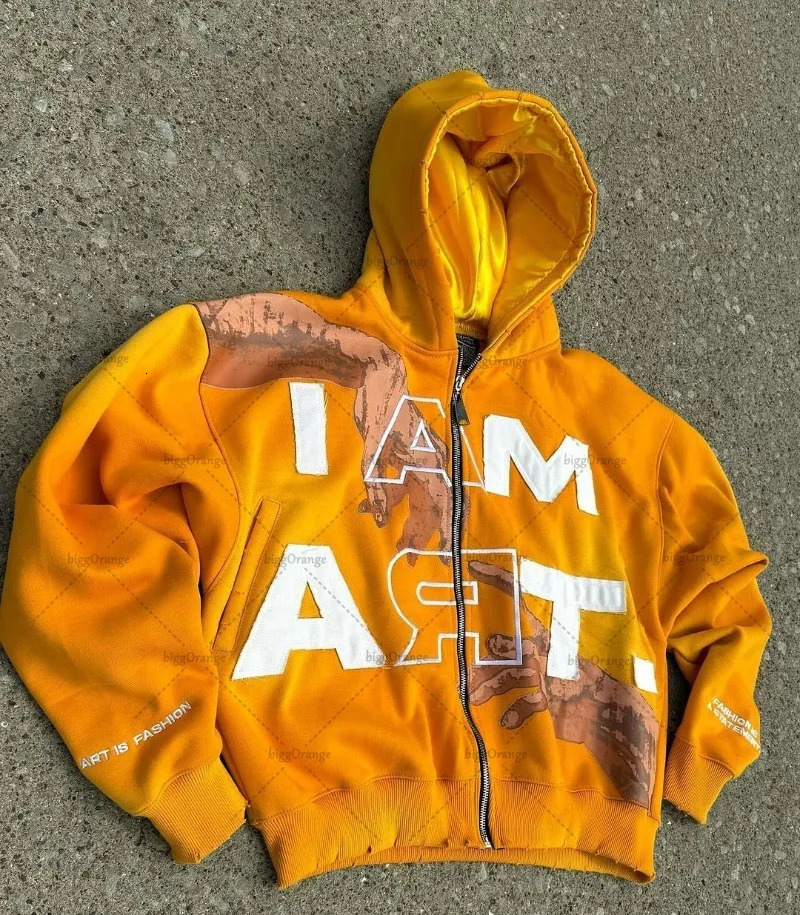 Hip hop Trendy Streetwear Y2K Harajuku American Retro bet Printed Zipper Hoodie Mens Punk Casual Color Oversized Sweatshirt 241106