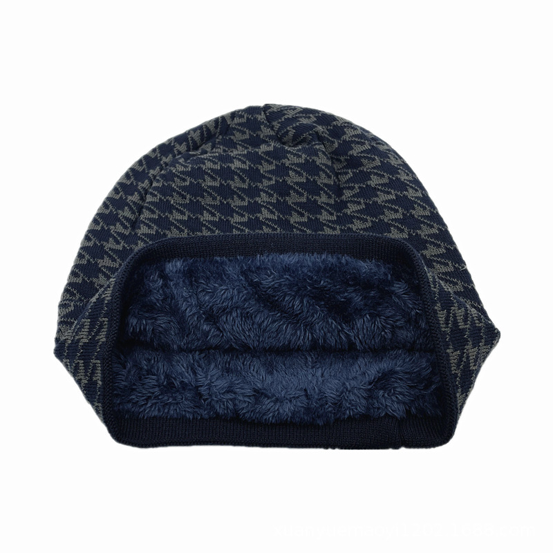 High quality design,Autumn/Winter New Men's Women's Checkered Velvet Knitted Light Plate Hoodie Riding Cold proof and Warm Hat