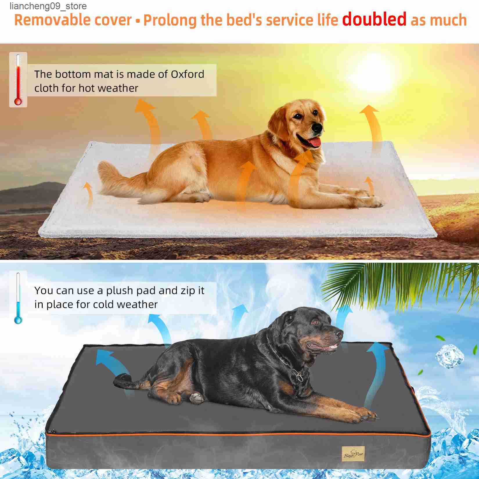 kennels pens Dog bed with washable cover large pad orthopedic dog bed foam pad pet bed L240910
