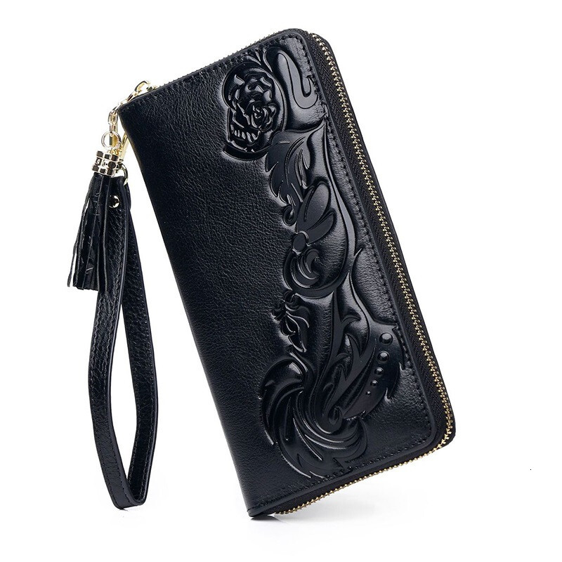 Women's wallet retro genuine cowhide wallet designer 3D wallet women's handbag