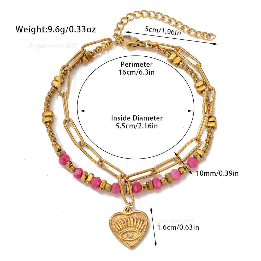 Double-layer design natural titanium steel jewelry women's bracelet bohemian stone style geometric