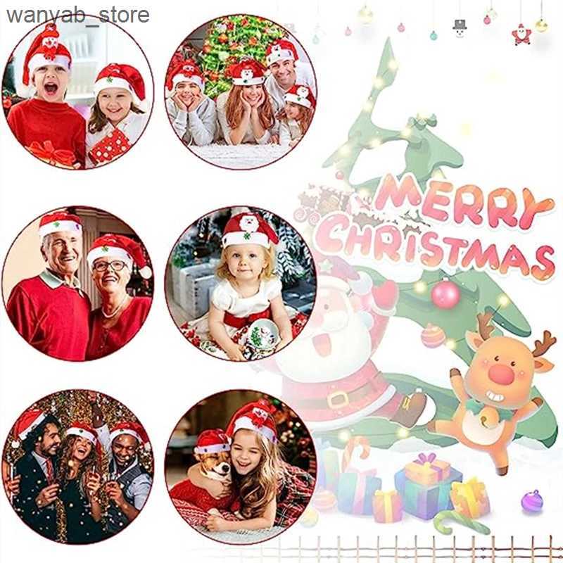 Wide Brim Hats Bucket Hats New 3/1PC Christmas Hat With Led Light Christmas Santa Cap for Kids Children Adult Gift for New Year 2025 Christmas Decorat
