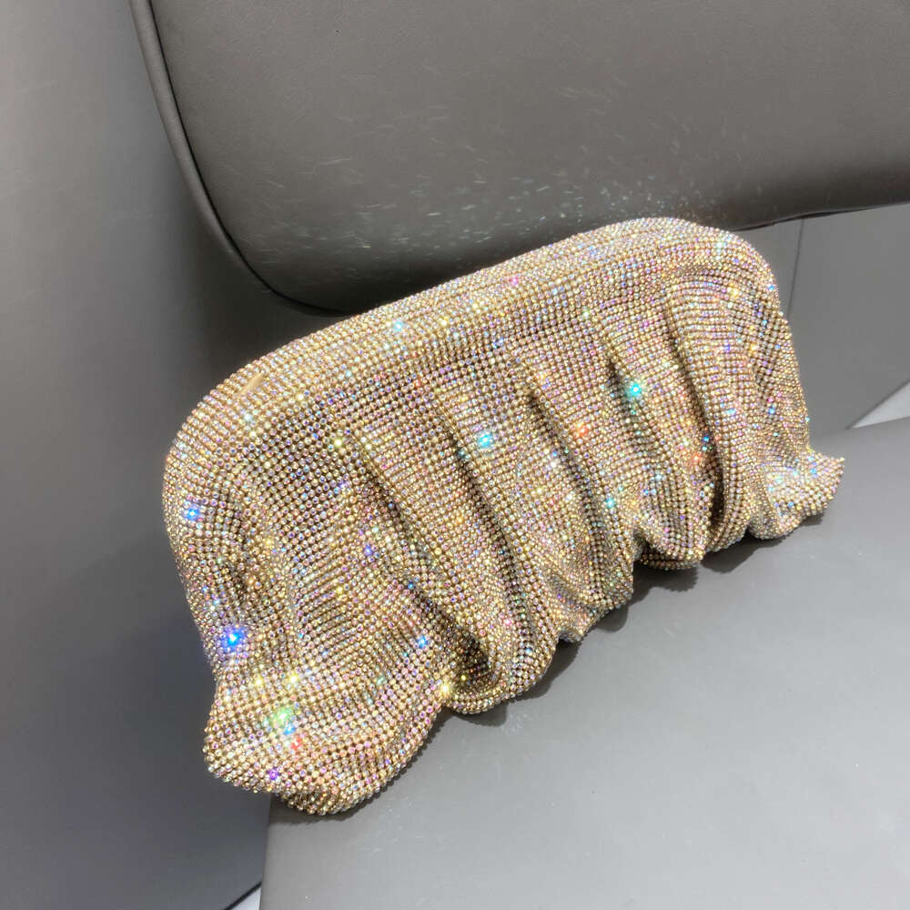 Shining Handle Rhies Evening Dress Handbag New Folding Wallet and Handbag Designer Wedding Party High Quality