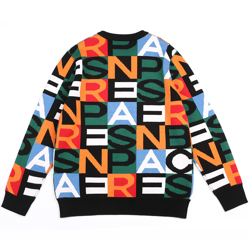 Custom men sweater Jacquard letter knitwear men Crew neck pullover casual knit jumpers winter men Knitted sweater