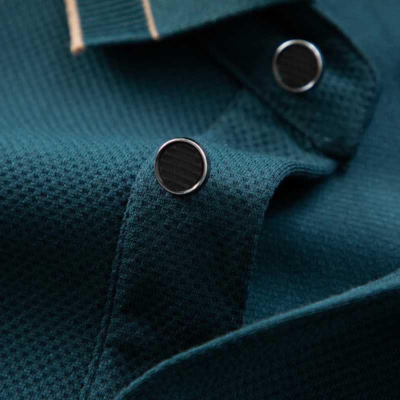 Mens new autumn business casual solid color long SVE shirt breathable sweaty street basic T-shirt. W241106