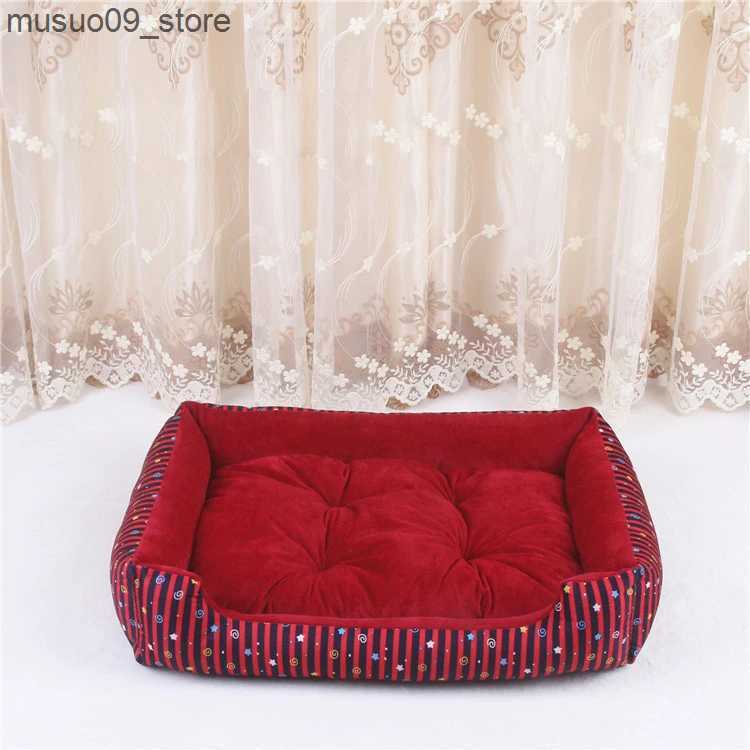 kennels pens 2020 Winter Pet Sofa Warm Dog Bed Big Dog Carpet Cat House Dog Mat Dog House Striped Pet Cat Mat Sleeping Nest L240910