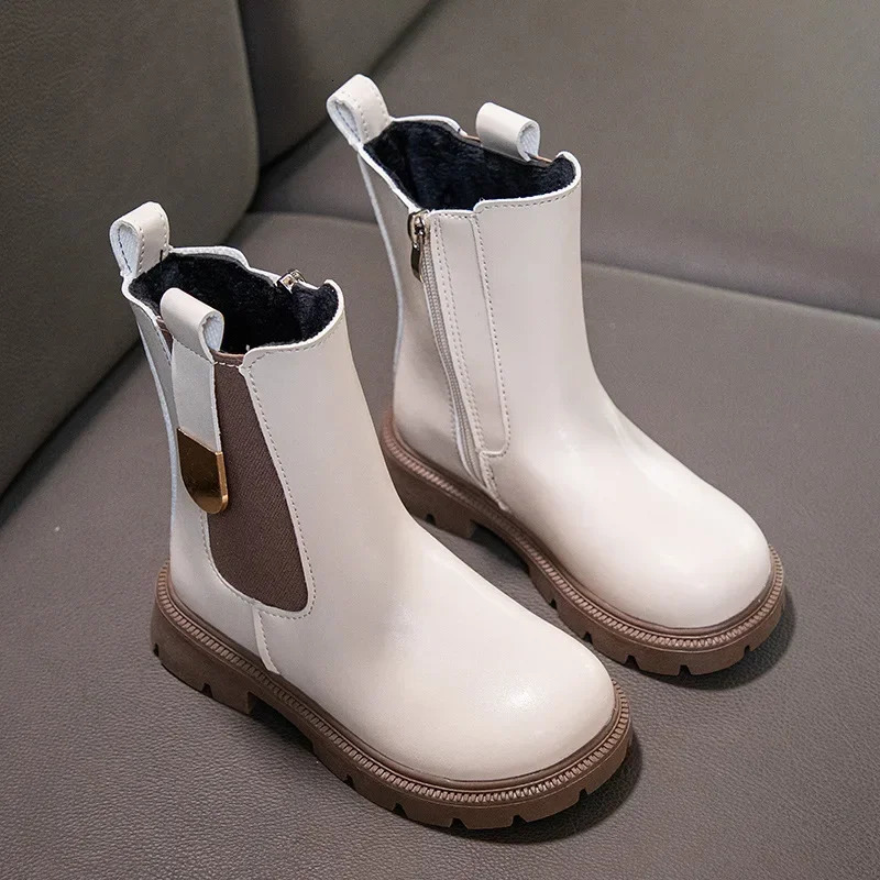 Winter Girls Boots Kids Shoes Girl Fall Fashion Chelsea Boots British Child Winter Warm Waterproof Boy Ankle Boots Size27-37 241106