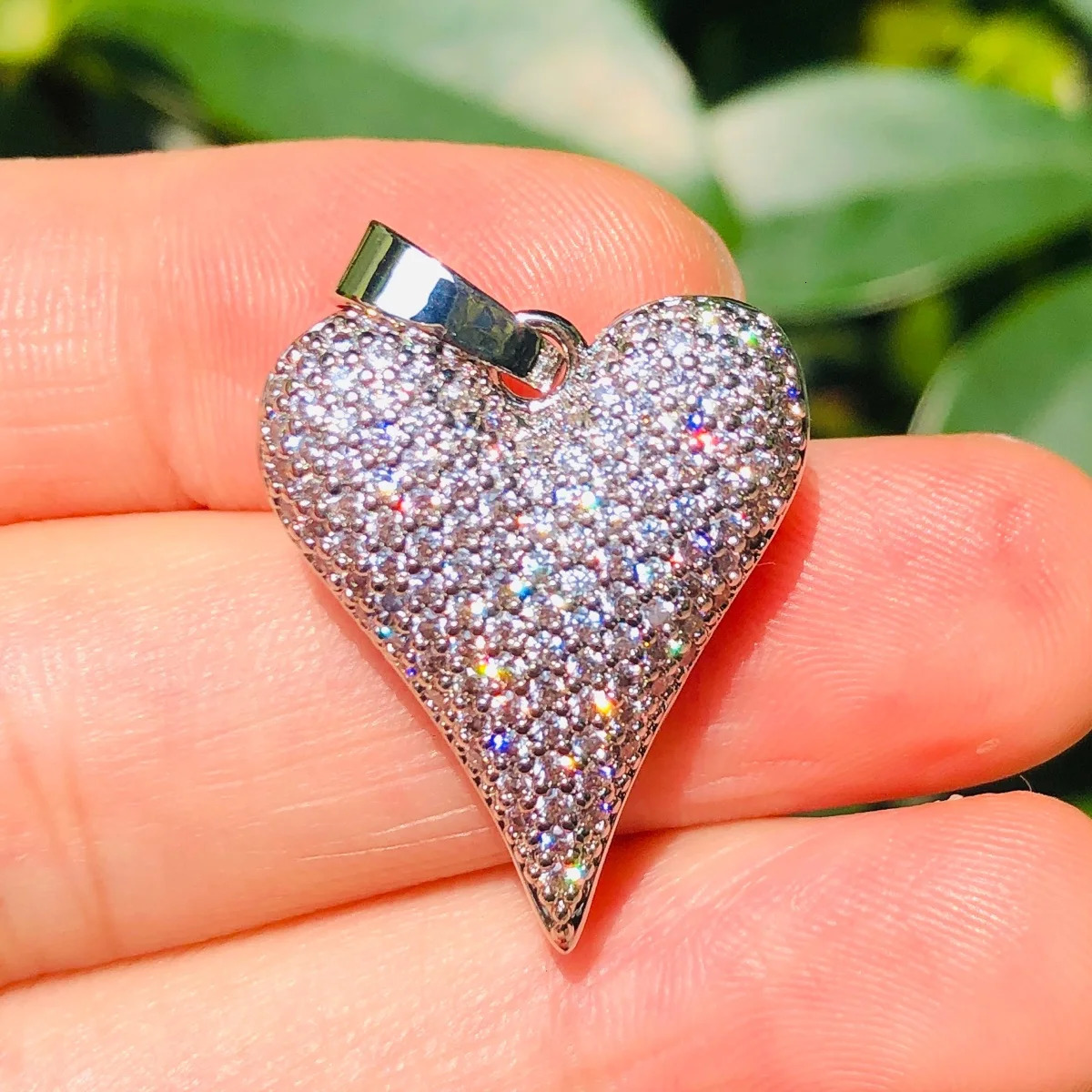 5pcs Miniature Zirconia Pave 3D Heart Talisman Bling Exquisite Womens Pendant Necklace Jewelry Handmade Looking for Wholesale 241106
