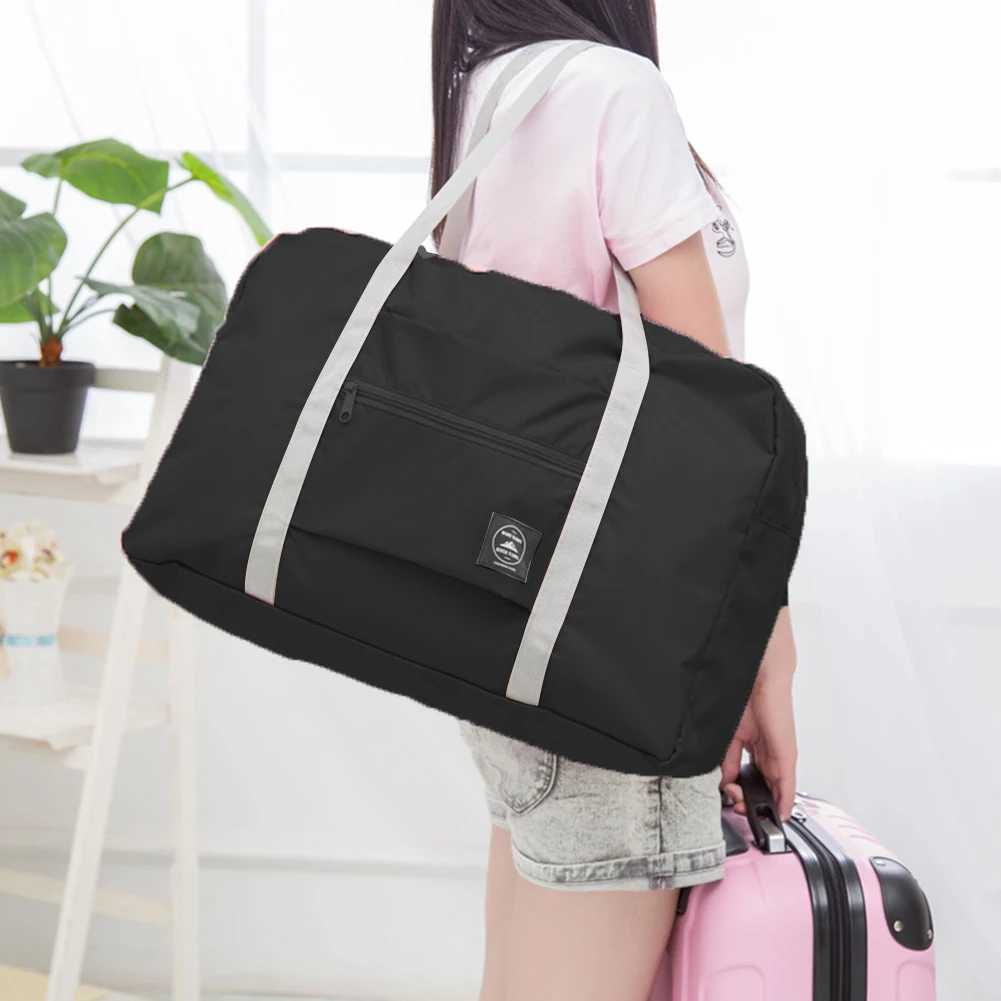 Nylon Shoulder Bag Waterproof Foldab Larger Finishing Bag Large-acity Lightweight Solid Color for Women Men for OutdoorXJ241106