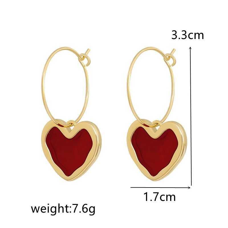 Sweet Burgundy Enamel Earrings Used for Text Gold Metal Peaches Pendants Retro Jewelry Girls Brinks X241106