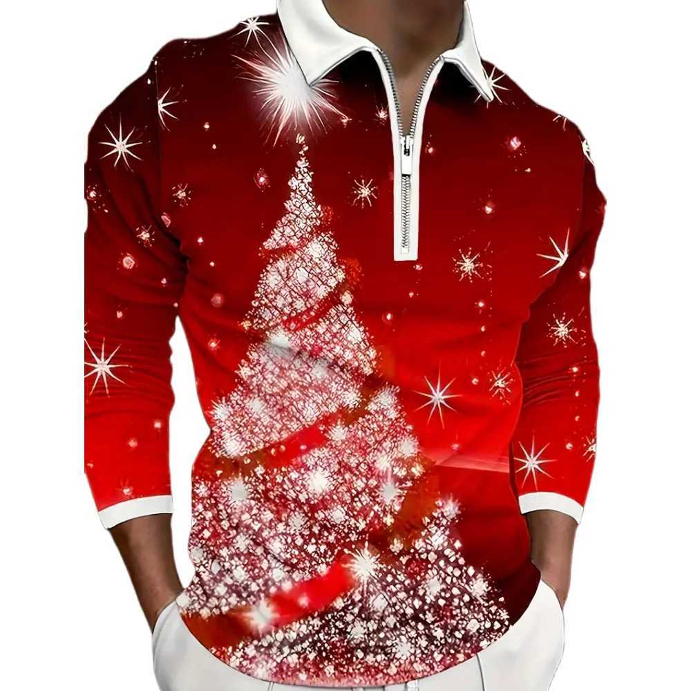 Christmas Collection Graphic Prints Shirt for Men Novelty Lapel Men Long Sve T-shirt Outdoor Sports 2024 Wear Men W241106