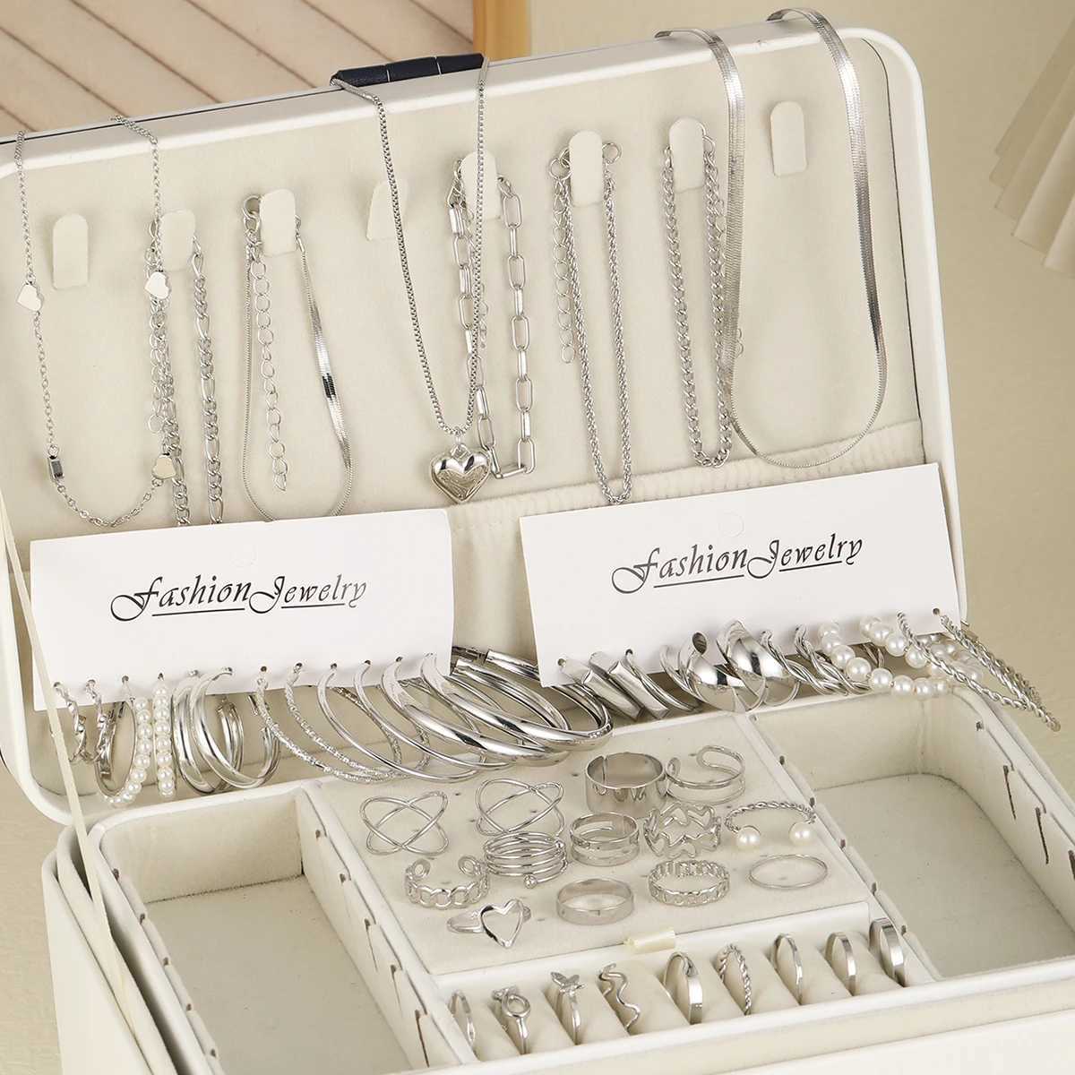 54 pieces/set of vintage elegant pearl earrings rings pendants necklaces for daily wear in Wenbohe jewelry set gift 2024 X241106