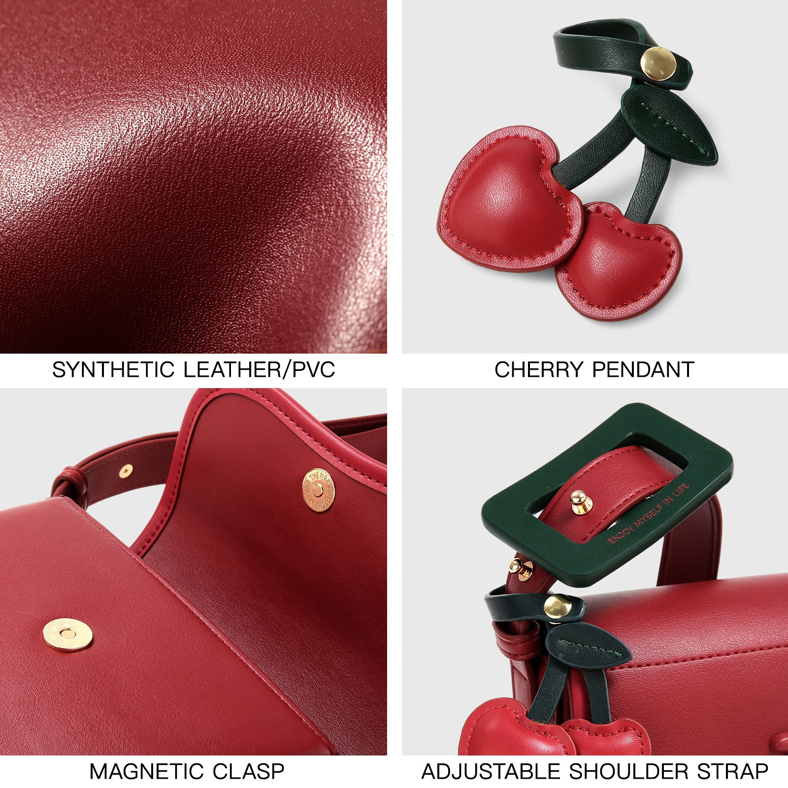 TOUTOU Cherry Saddle Bag Womens 2024 Red Ten Font Small Pocket Makeup and Makeup Storage Box Fashion Womens Valentines Day Gift241106