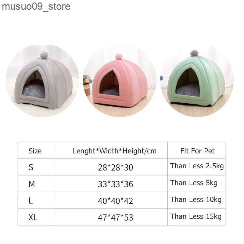 kennels pens Autumn and winter deep sleep cat bed with mat pet tent comfortable cave nest indoor sleep basket small dog house pet supplies L240910