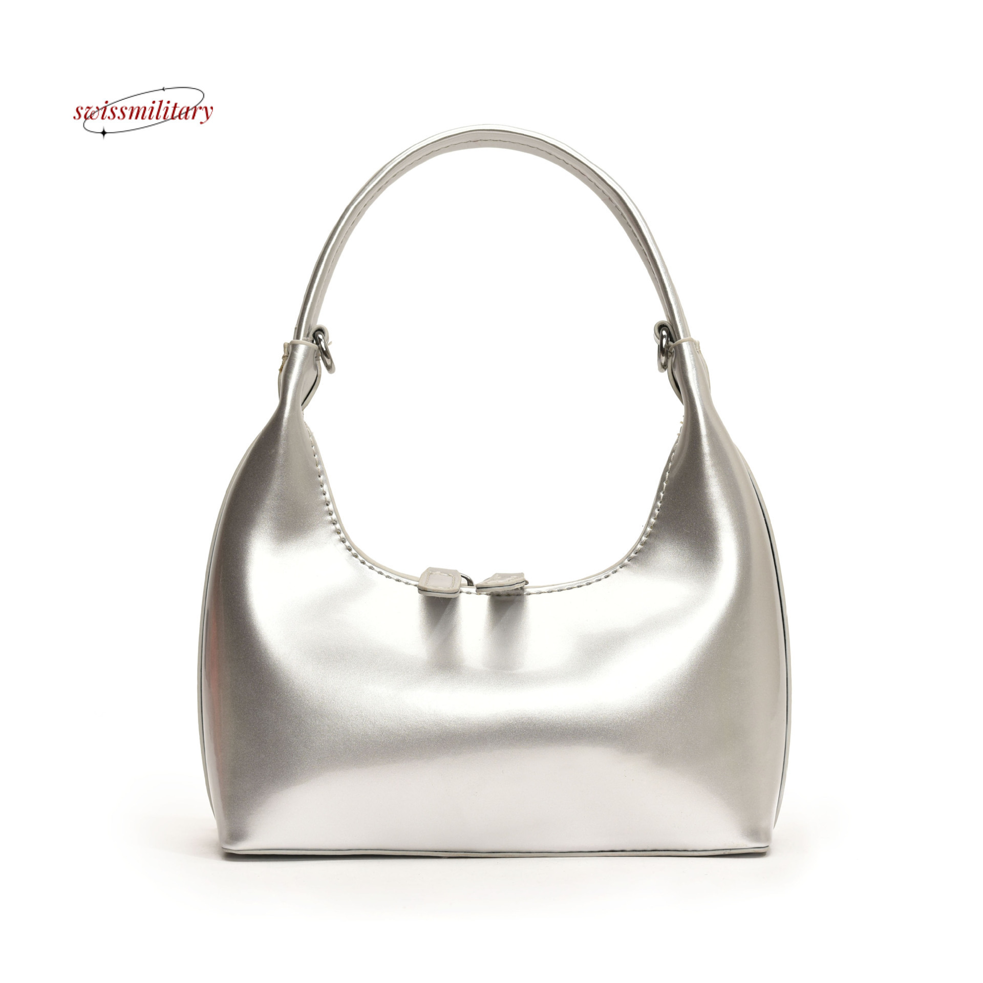 Korean ins women's armpit 2024 new niche design patent leather glossy shoulder bag high-end handbag #28 swissmilitary