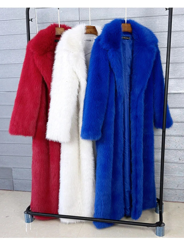 ZADORIN 130cm Super Long Fluffy Faux Fur Coat Women Jacket Winter Lapel Thicken White Coats for Outerwears 241104