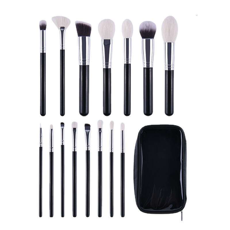 15Pcs/Set Makeup Brushes Private Black Soft Goat Hair High Quality Foundation Brush Powder Eyeshadow Cosmetics Tools