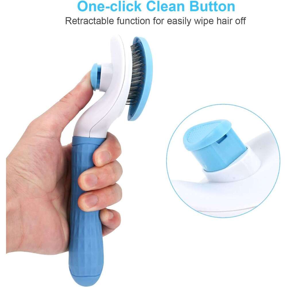 Depets Self Cleaning Slicker Brush, Dog Cat Bunny Grooming Shedding Brush - Easy to Remove Loose Undercoat, Pet Massaging Tool Suitable for Pets with 