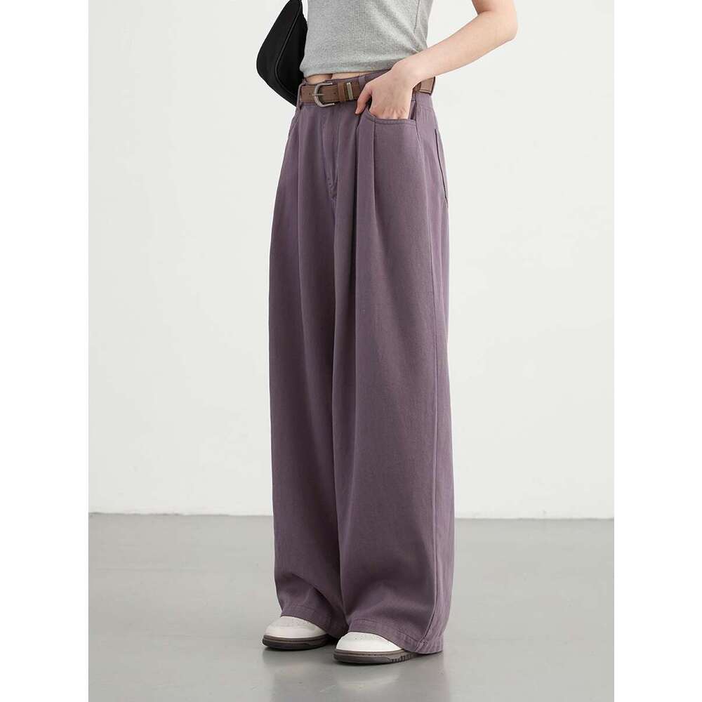 CHIC VEN Women Denim Pants Loose Casual High Waist Draping Or Dragging Jeans Wide Leg Pant Female Trousers Summer 2024